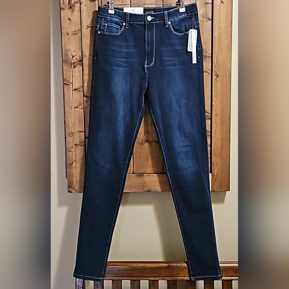 Warehouse One Blue Power Sculpt High Rise Skinny Stretch Jeans Size 31L